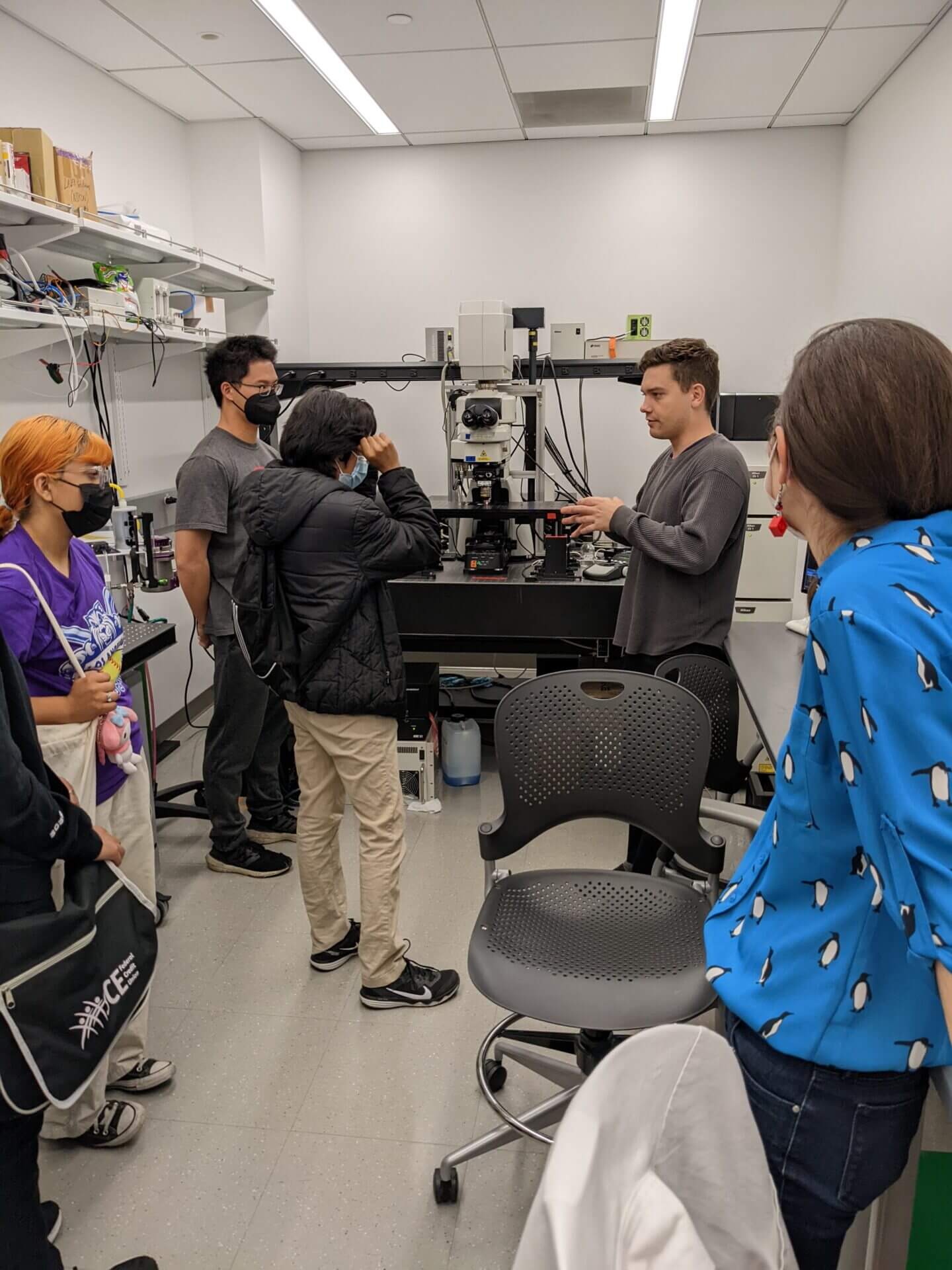 Students attending a lab visit 