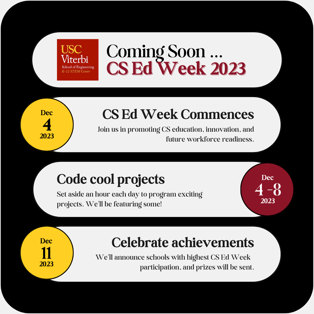 Flyer detailing CS Ed Week Agenda